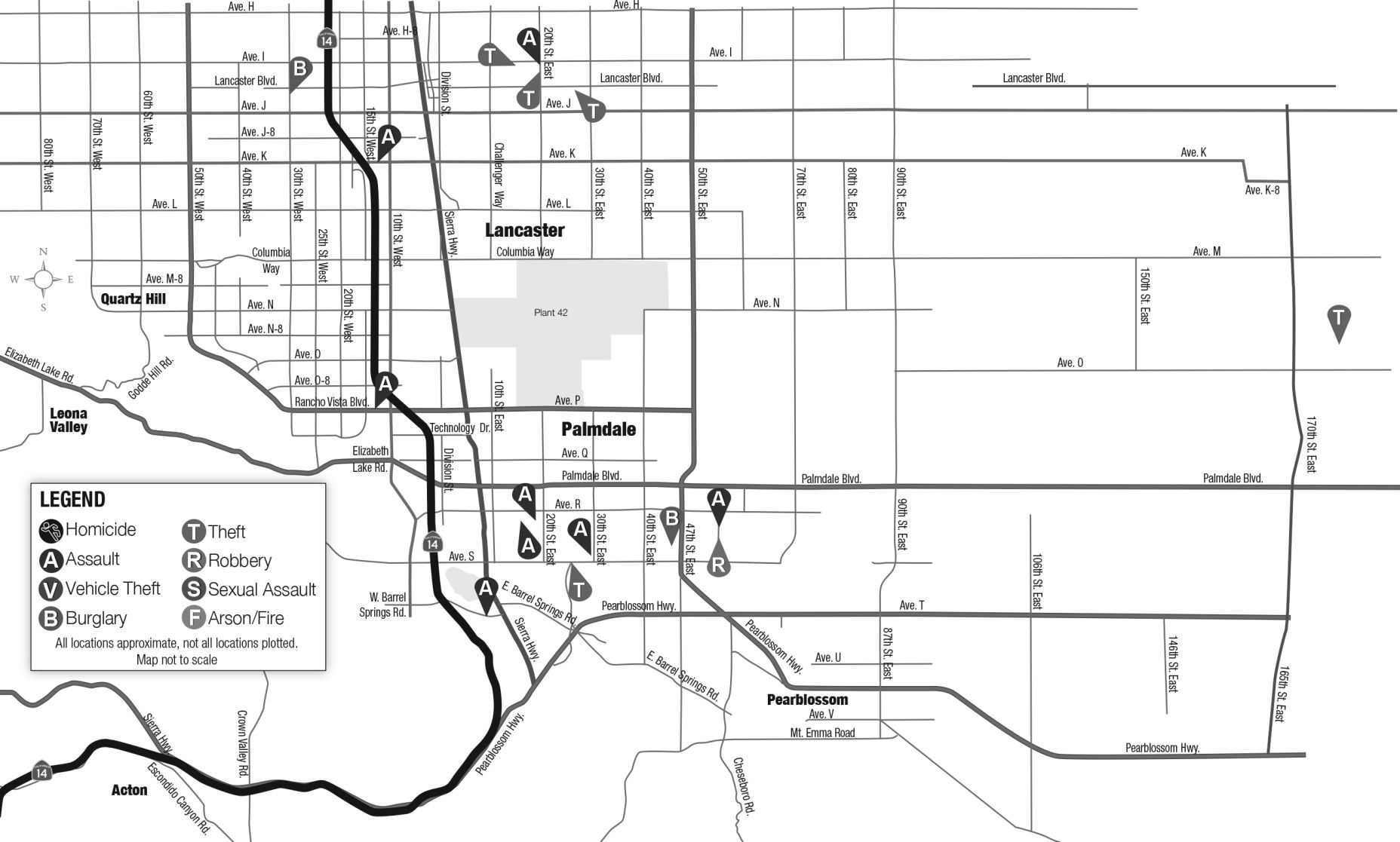 Antelope Valley Crime Map, July 9, 2020